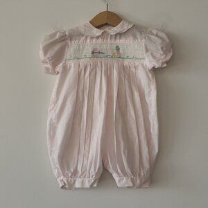 Vintage Petit Ami Pink Smocked French Bubble Romper 6 Months Heirloom Classic